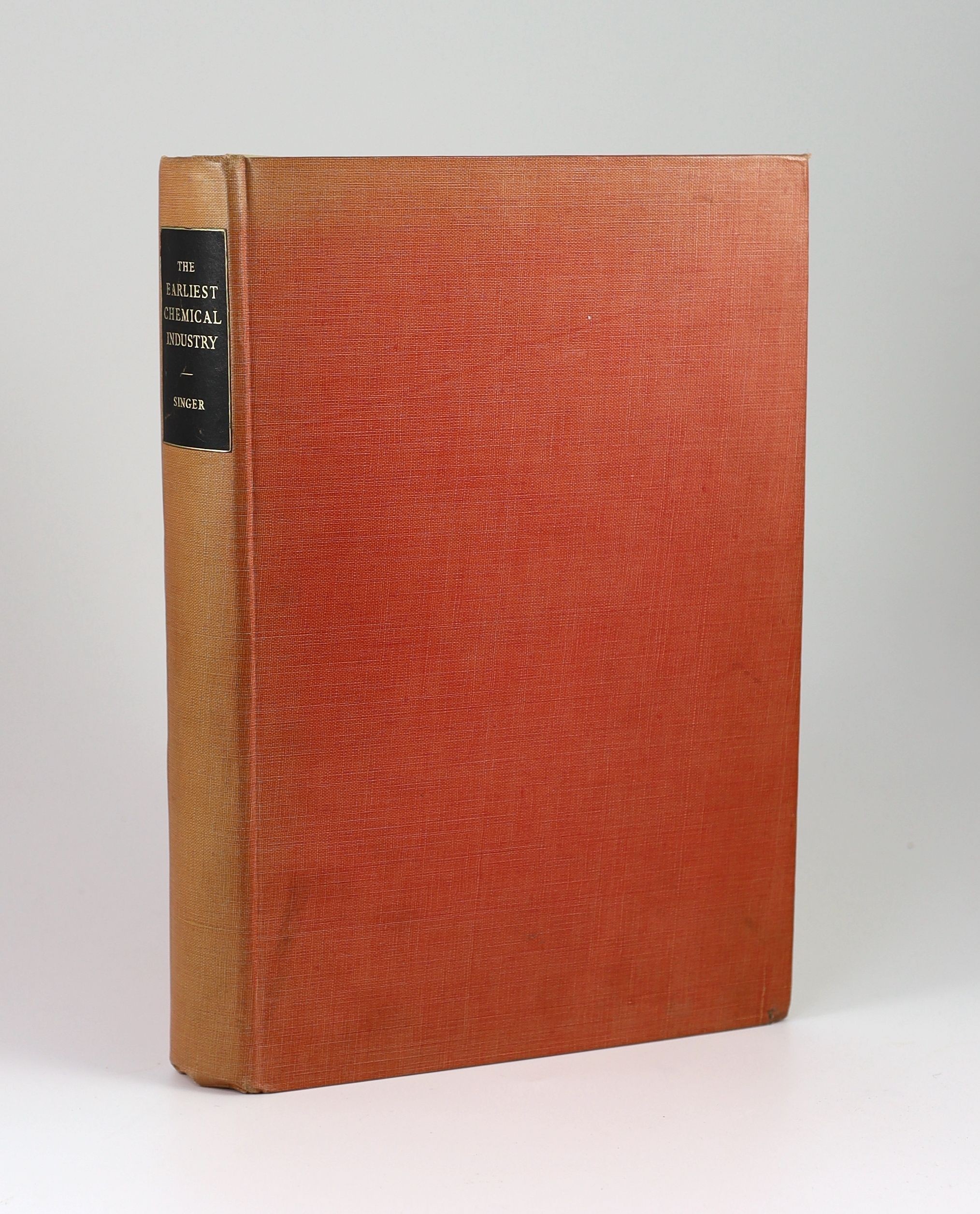 Singer, Charles Joseph - The Earliest Chemical Industries, one of 1000 copies, illustrated by Stephen Gooden, folio, red cloth, with tipped in a/l from the author to John Waterer, 4to, 2pp, from The Athenaeum, dated 5th
